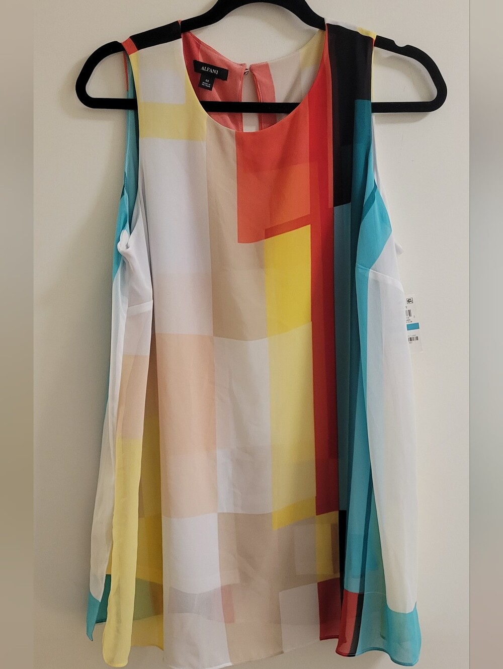 Alfani Colorblock Geometric Sleeveless Chiffon Tunic - Multicolor Size 0X(12)